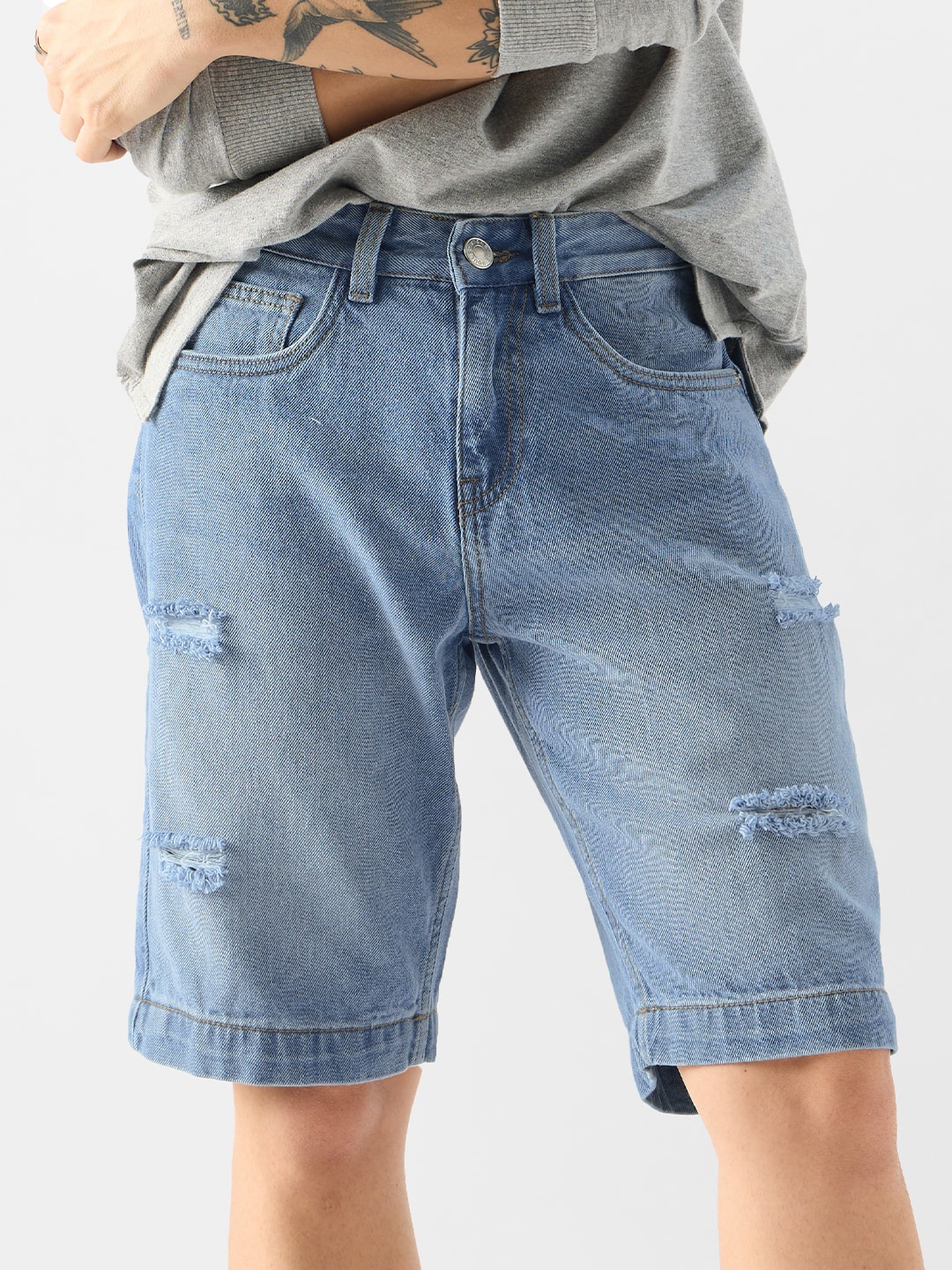 

The Souled Store Men Washed Denim Shorts Technology, Blue