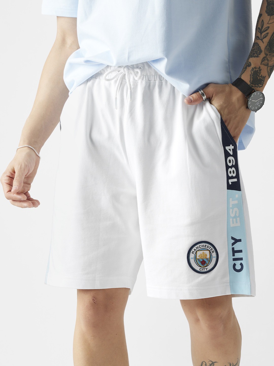 

The Souled Store Men Mid-Rise Cotton Shorts, White