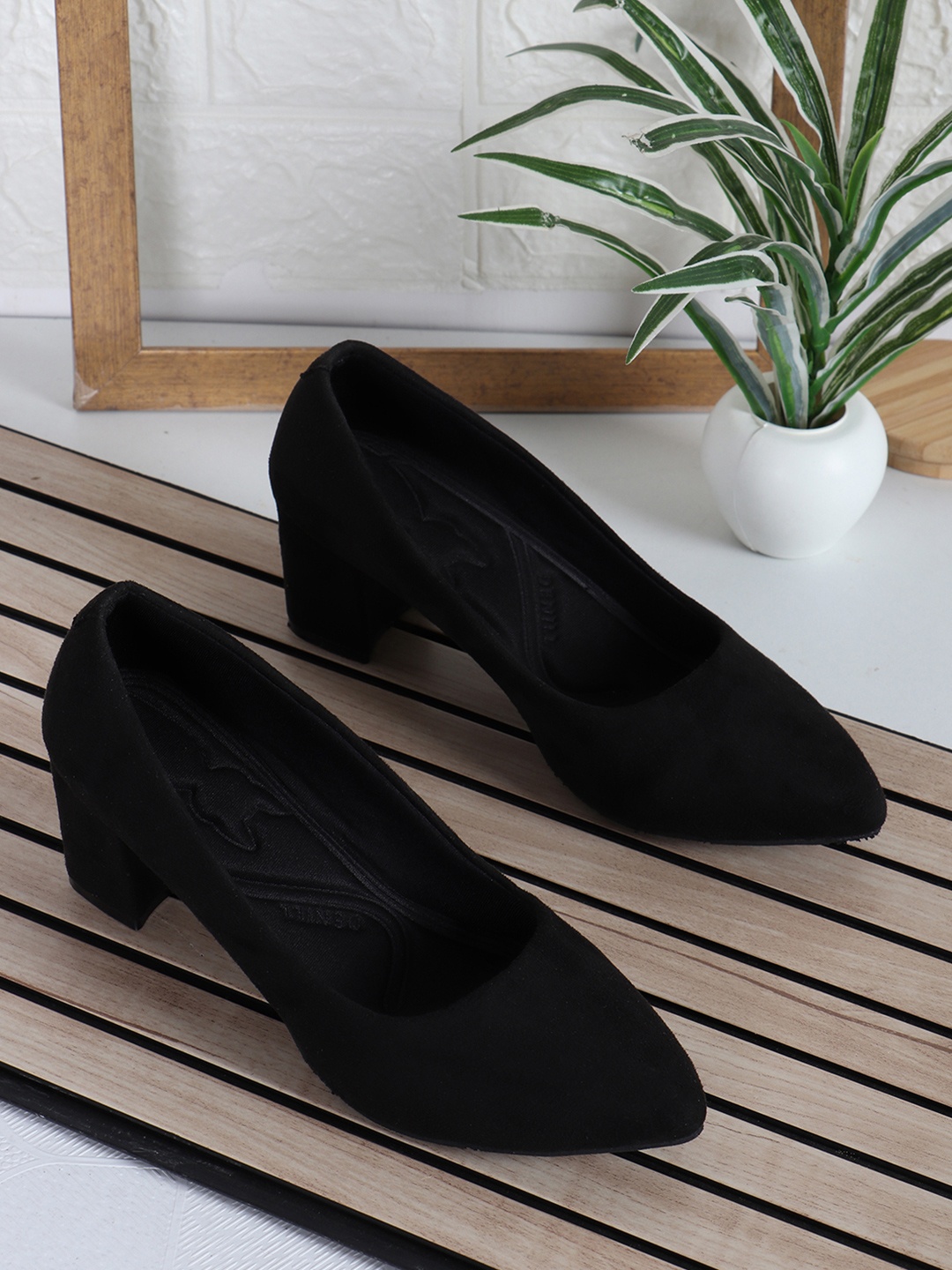 

Denill Pointed Toe Block Heel Pumps, Black