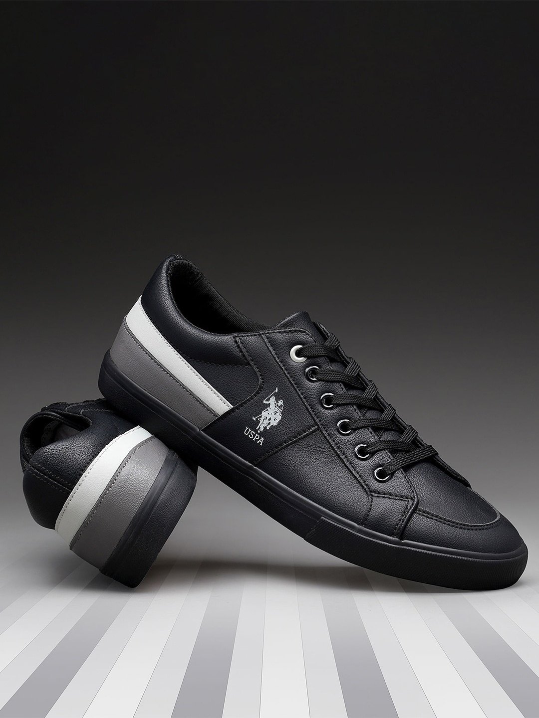 

U.S. Polo Assn. Men Perforations PU Sneakers, Black