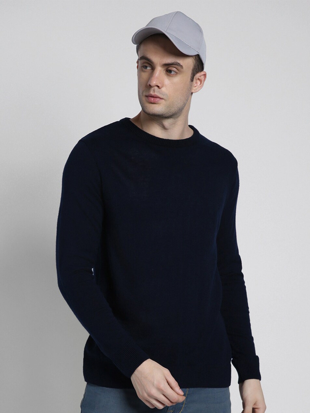

Dennis Lingo Round Neck Long Sleeves Acrylic Pullover Sweater, Navy blue
