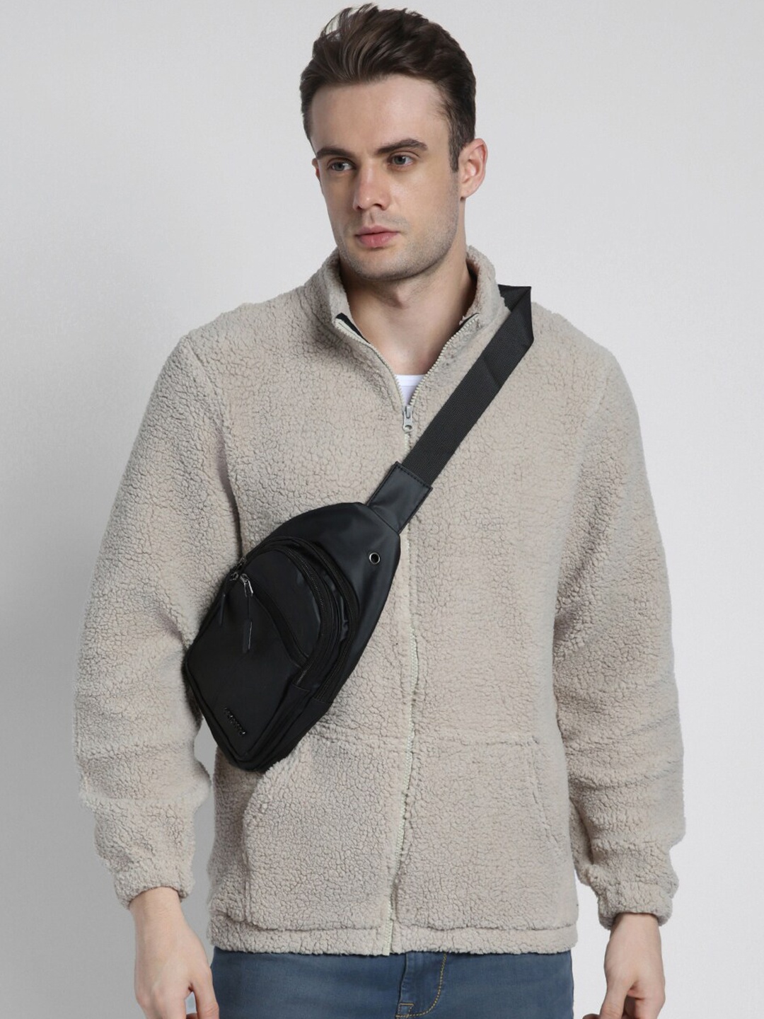 

Dennis Lingo Mock Collar Tailored Jacket, Beige