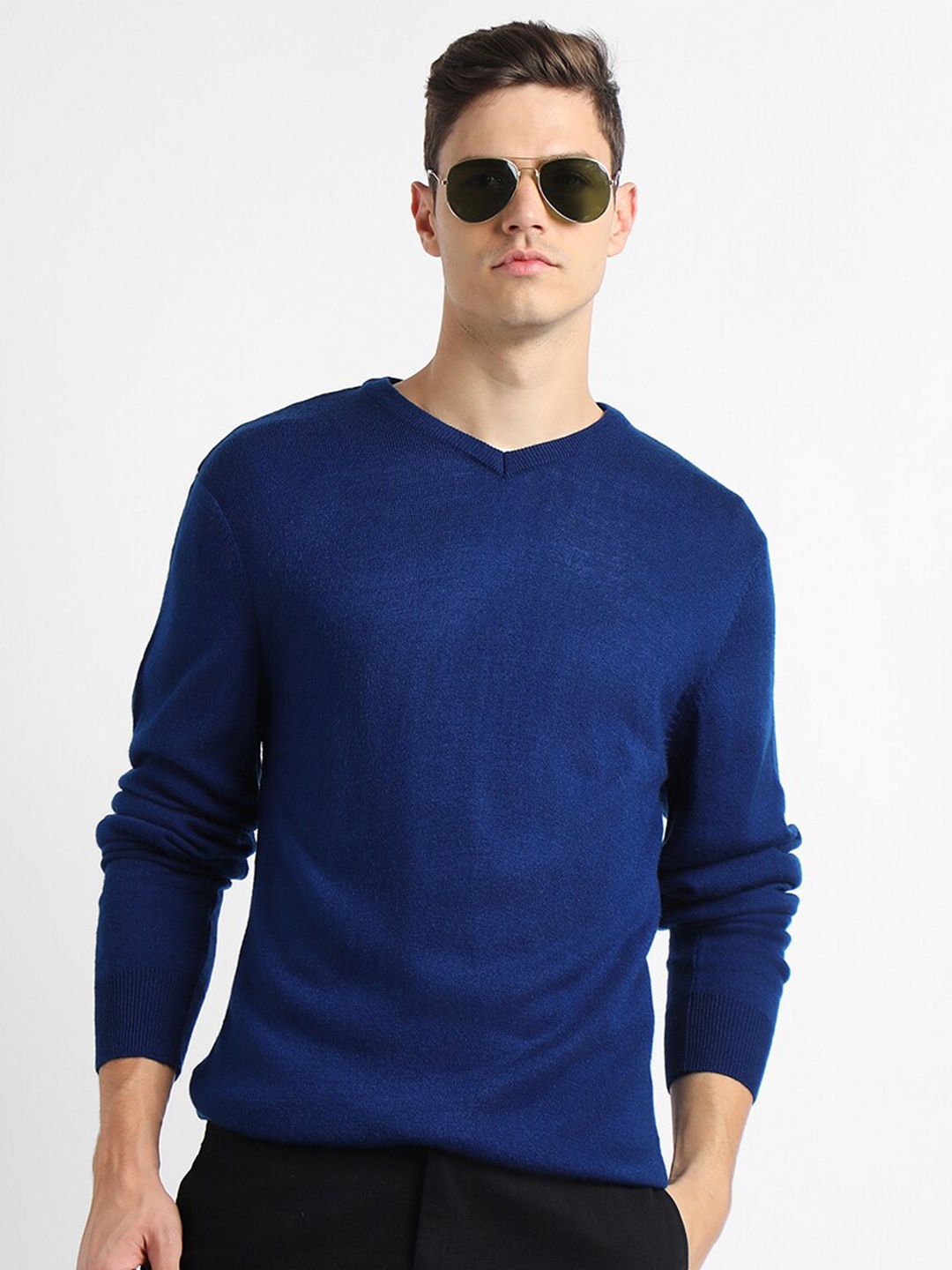 

Dennis Lingo V-Neck Long Sleeves Acrylic Pullover, Blue