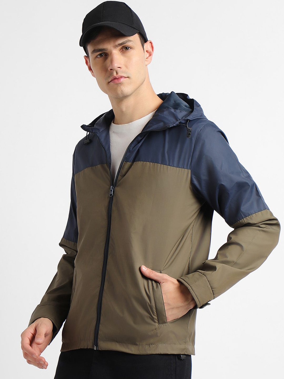 

Dennis Lingo Colourblocked Hooded Tailored Jacket, Green
