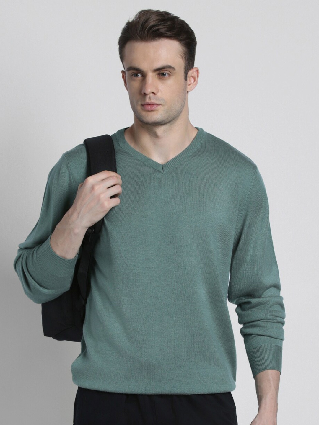 

Dennis Lingo V-Neck Long Sleeves Acrylic Pullover Sweater, Teal