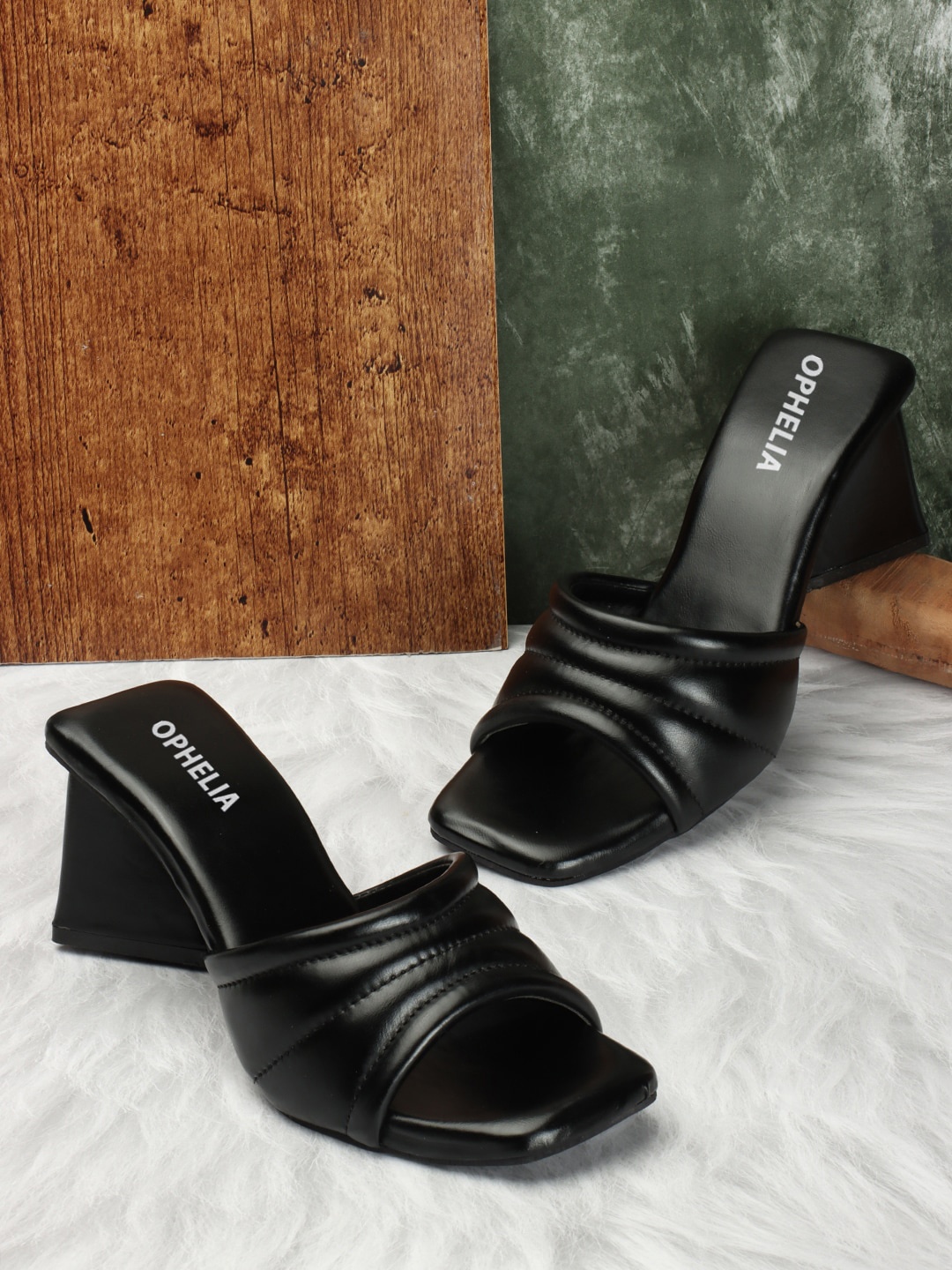 

OPHELIA Open Toe Block Heels, Black