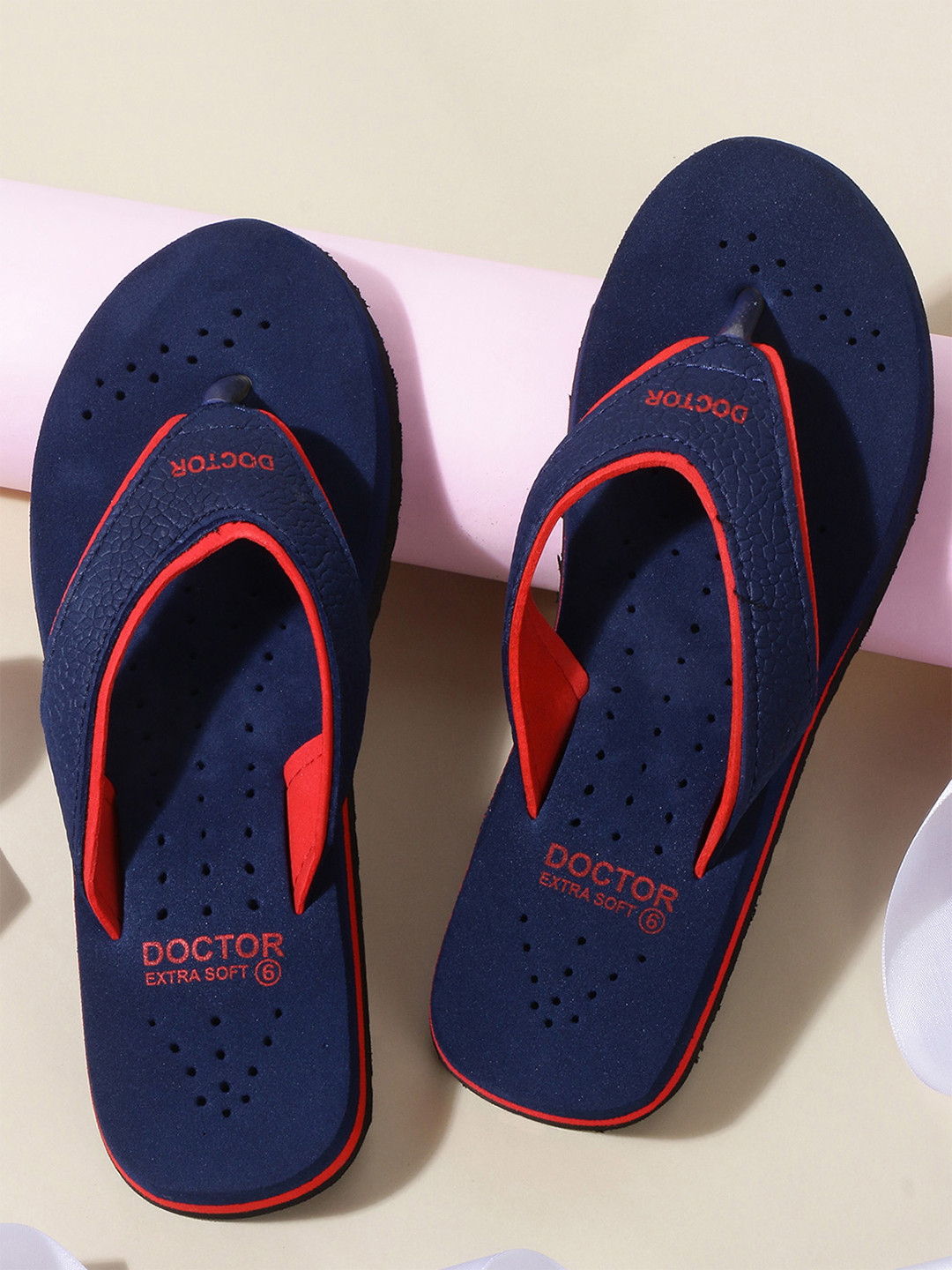 

DOCTOR EXTRA SOFT Women Orthopedic Non Slip Thong Flip-Flops, Navy blue