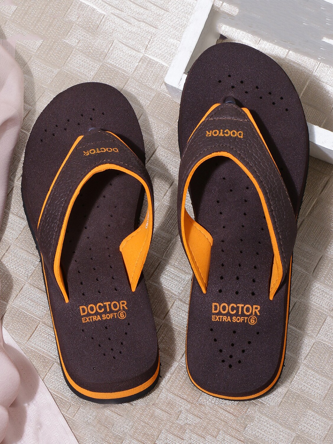 

DOCTOR EXTRA SOFT Women Orthopedic Non Slip Thong Flip-Flops, Orange