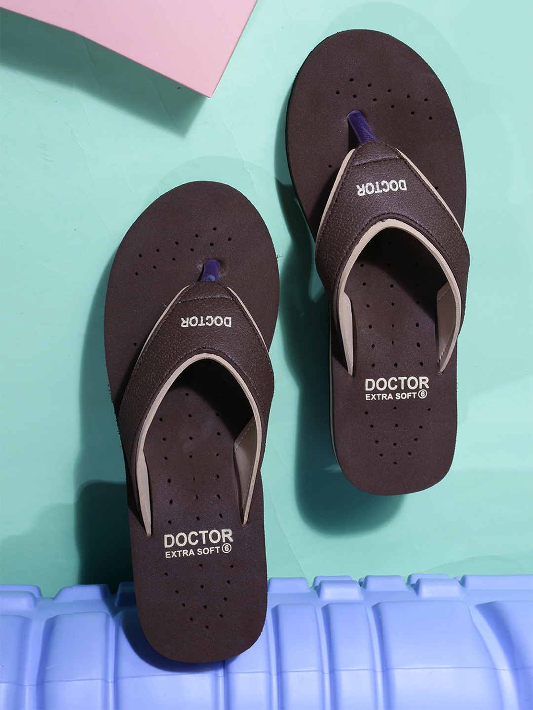 

DOCTOR EXTRA SOFT Women Orthopedic Non Slip Rubber Thong Flip-Flops, Brown