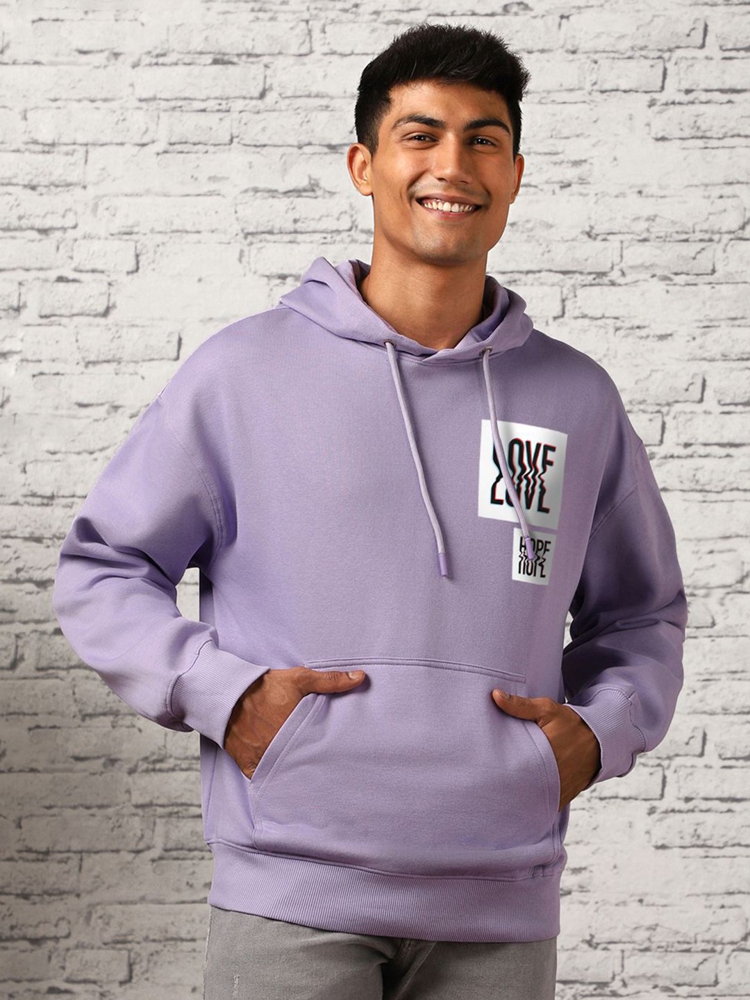 

NOBERO Men Lavender Hooded Sweatshirt