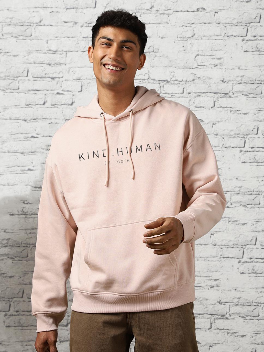 

Nobero Oversized Printed Hoodie, Pink