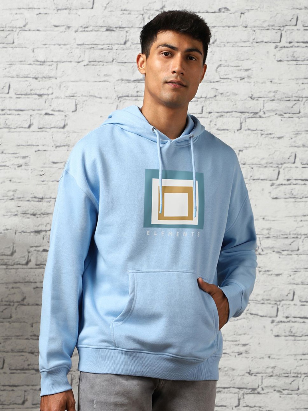 

NOBERO Graphic Printed Hooded Sweatshirt, Blue