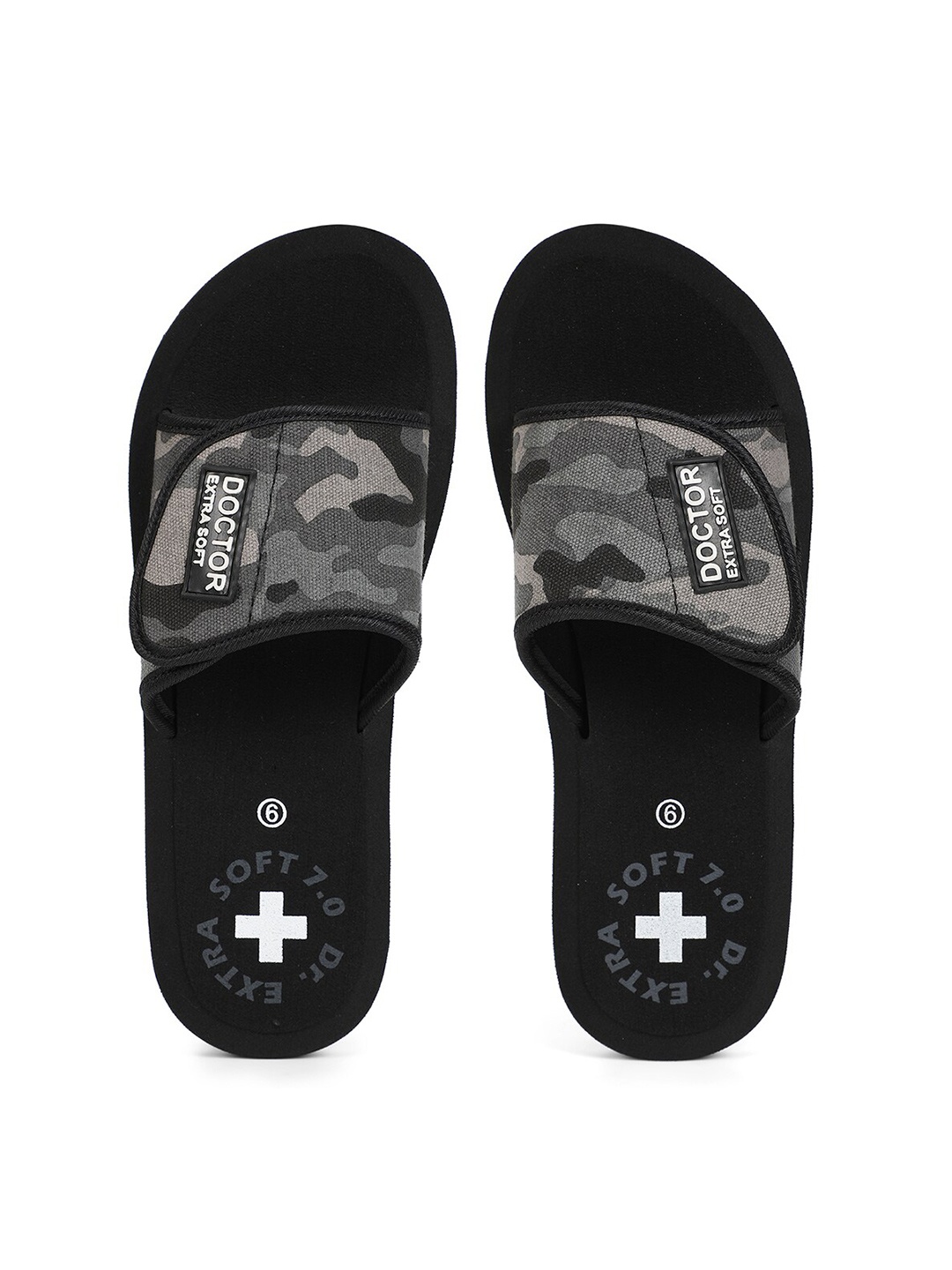 

DOCTOR EXTRA SOFT Women Printed Orthopedic Non-Slip Sliders, Black