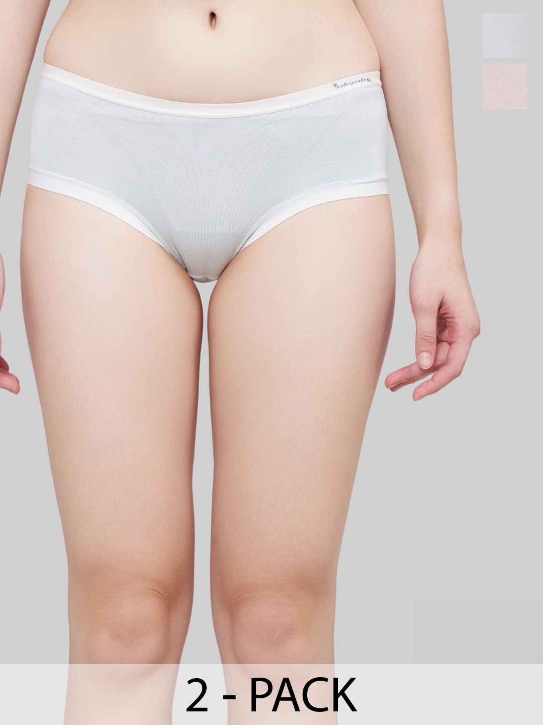 

PLUMBURYPack of 2 Mid-Rise Microfiber Hipster Briefs, Peach