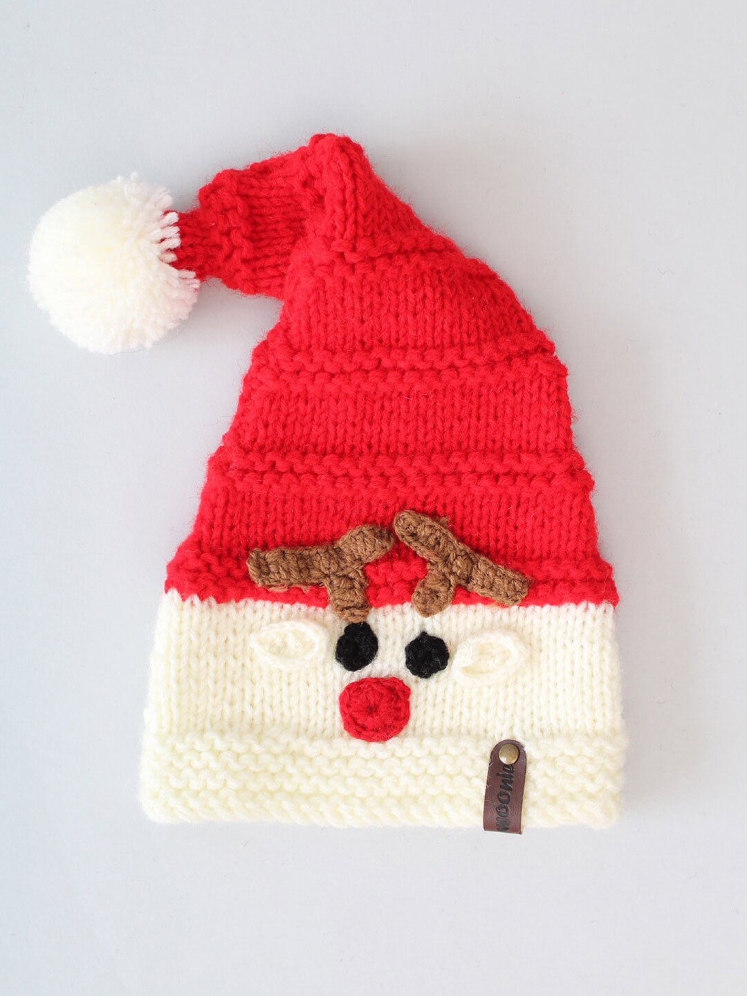 

Woonie Infants Self Design Acrylic Beanie, Red