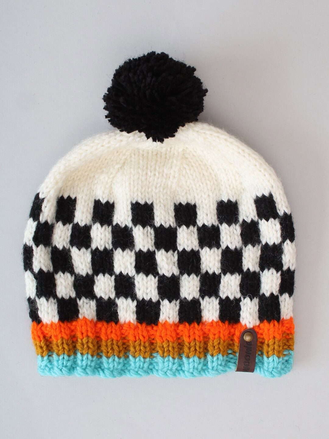 

Woonie Kids Colourblocked Acrylic Beanie, Cream
