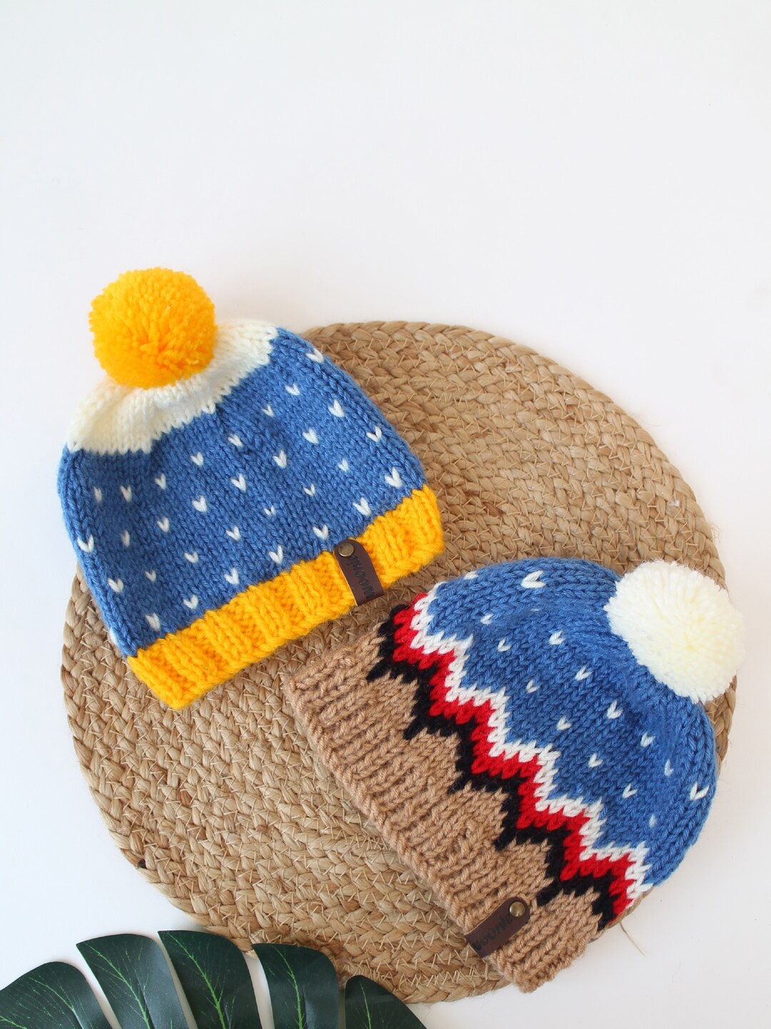 

Woonie Kids Set Of 2 Colourblocked Acrylic Beanies, Blue
