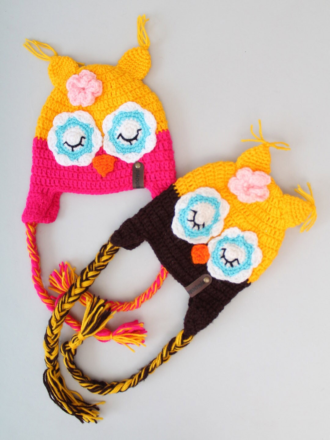 

Woonie Infant Kids Set Of 2 Colourblocked Beanie, Yellow
