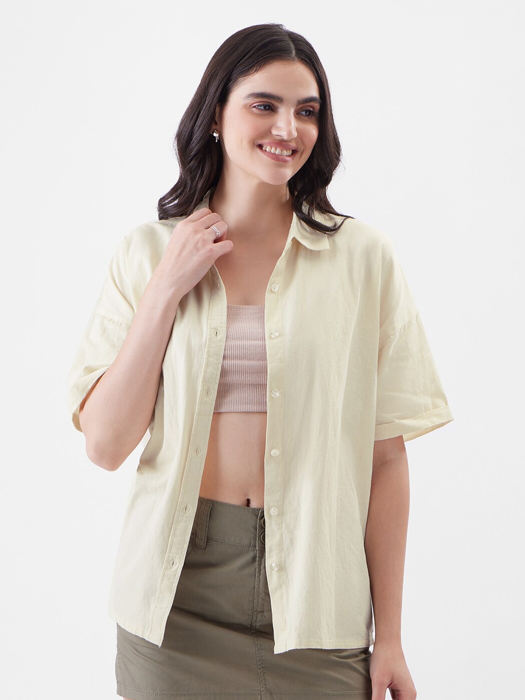 

The Souled Store Pure Cotton Casual Shirt, Beige