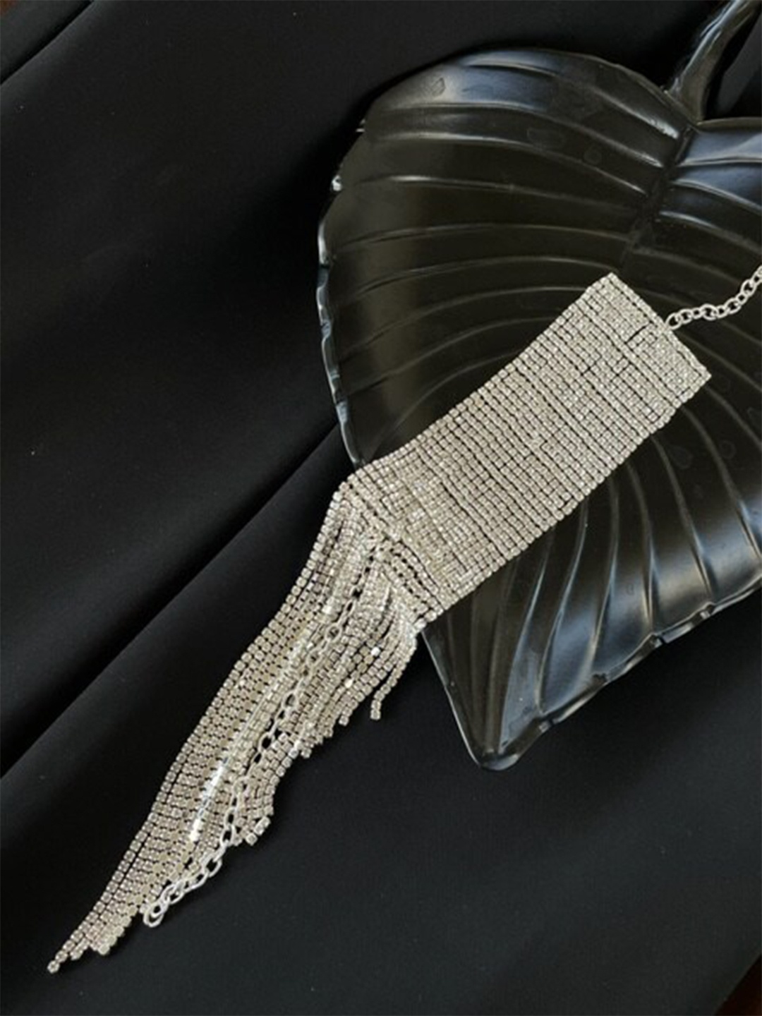 

ISHKAARA Rhodium-Plated Stone-Studded Wraparound Bracelet, Silver
