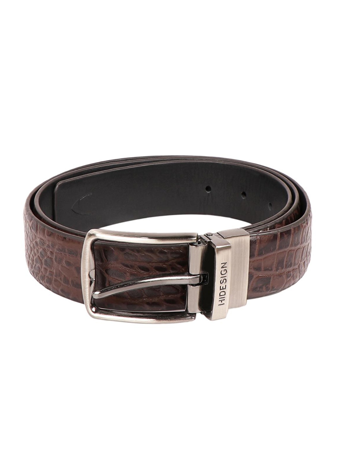 

Hidesign Men Textured Leather Reversible Belt, Brown