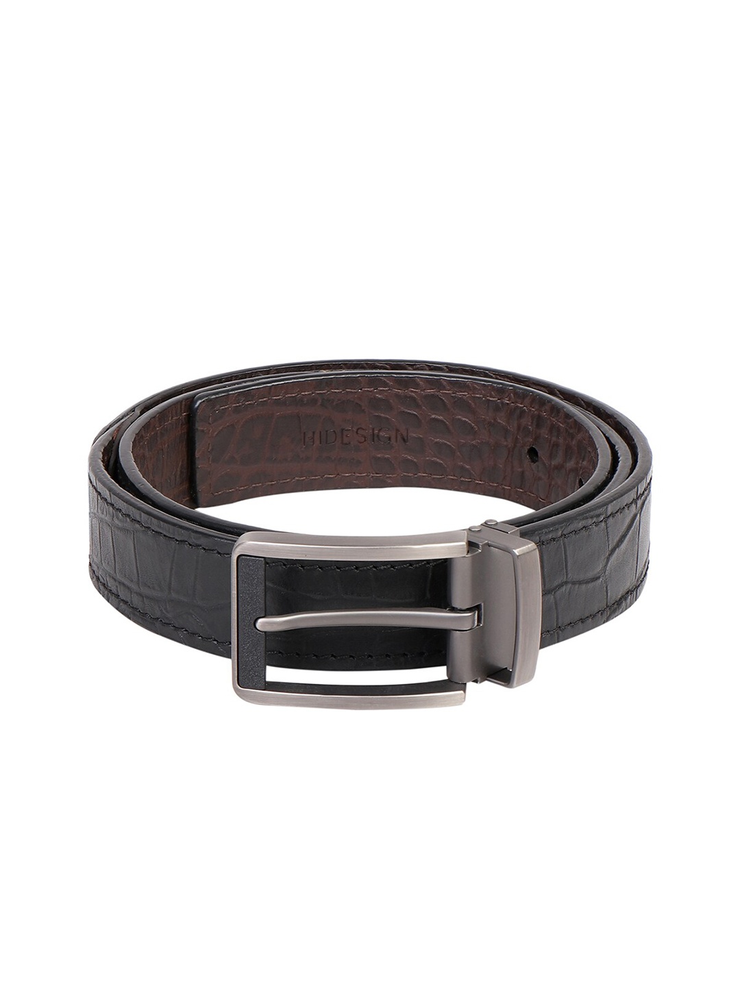 

Hidesign Men Textured Leather Belt, Black