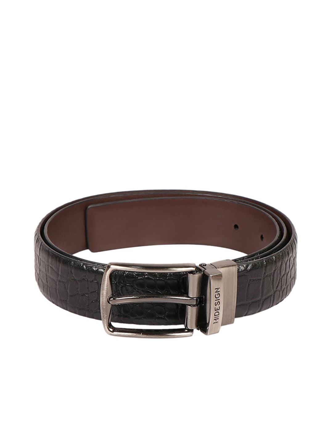

Hidesign Men Textured Leather Reversible Belt, Black