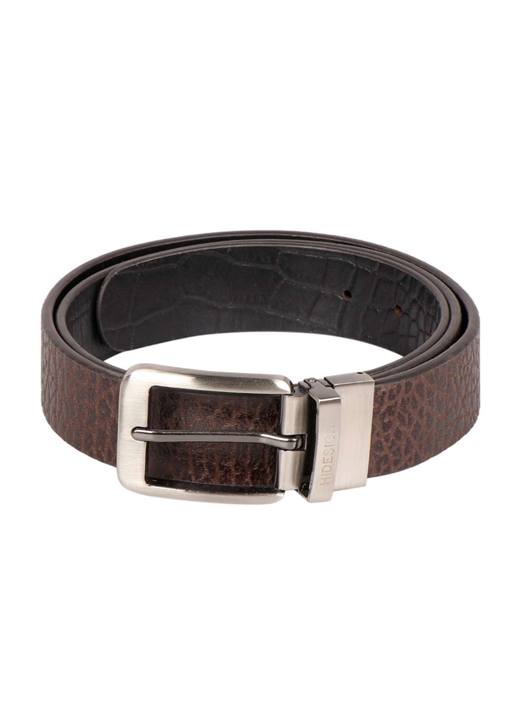 

Hidesign Men Textured Leather Reversible Belt, Brown