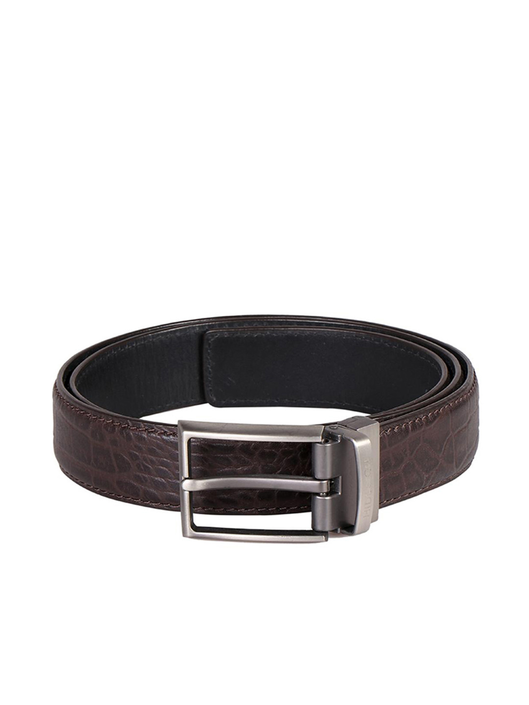 

Hidesign Men Textured Leather Reversible Formal Belt, Brown