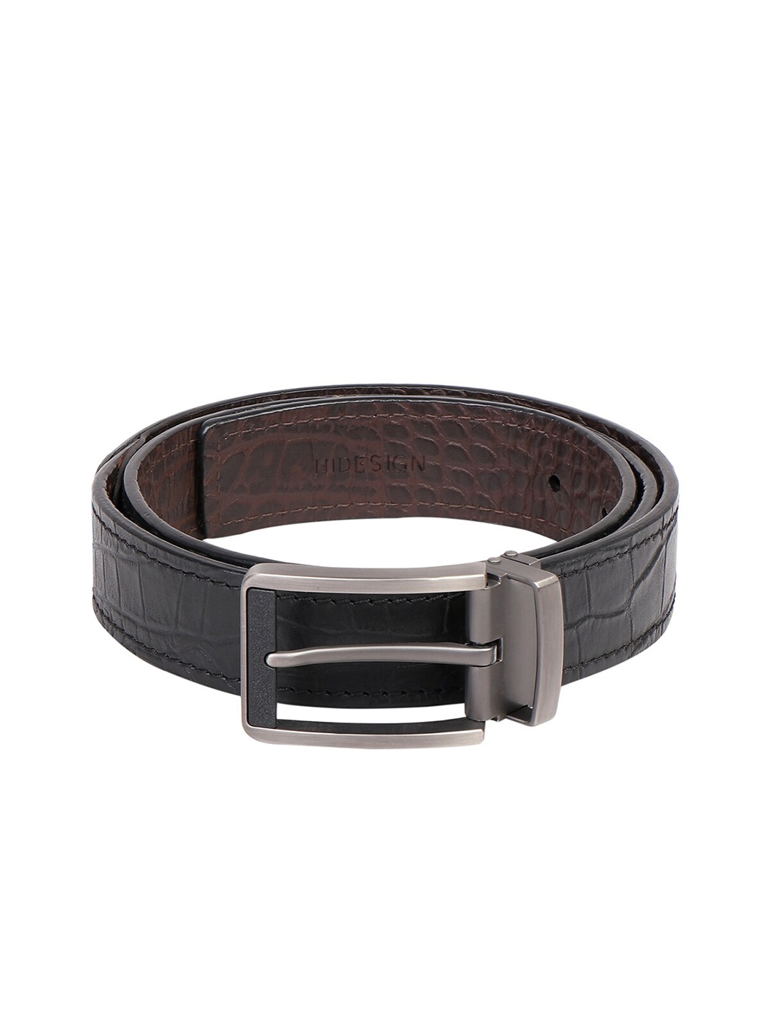 

Hidesign Men Textured Leather Belt, Black