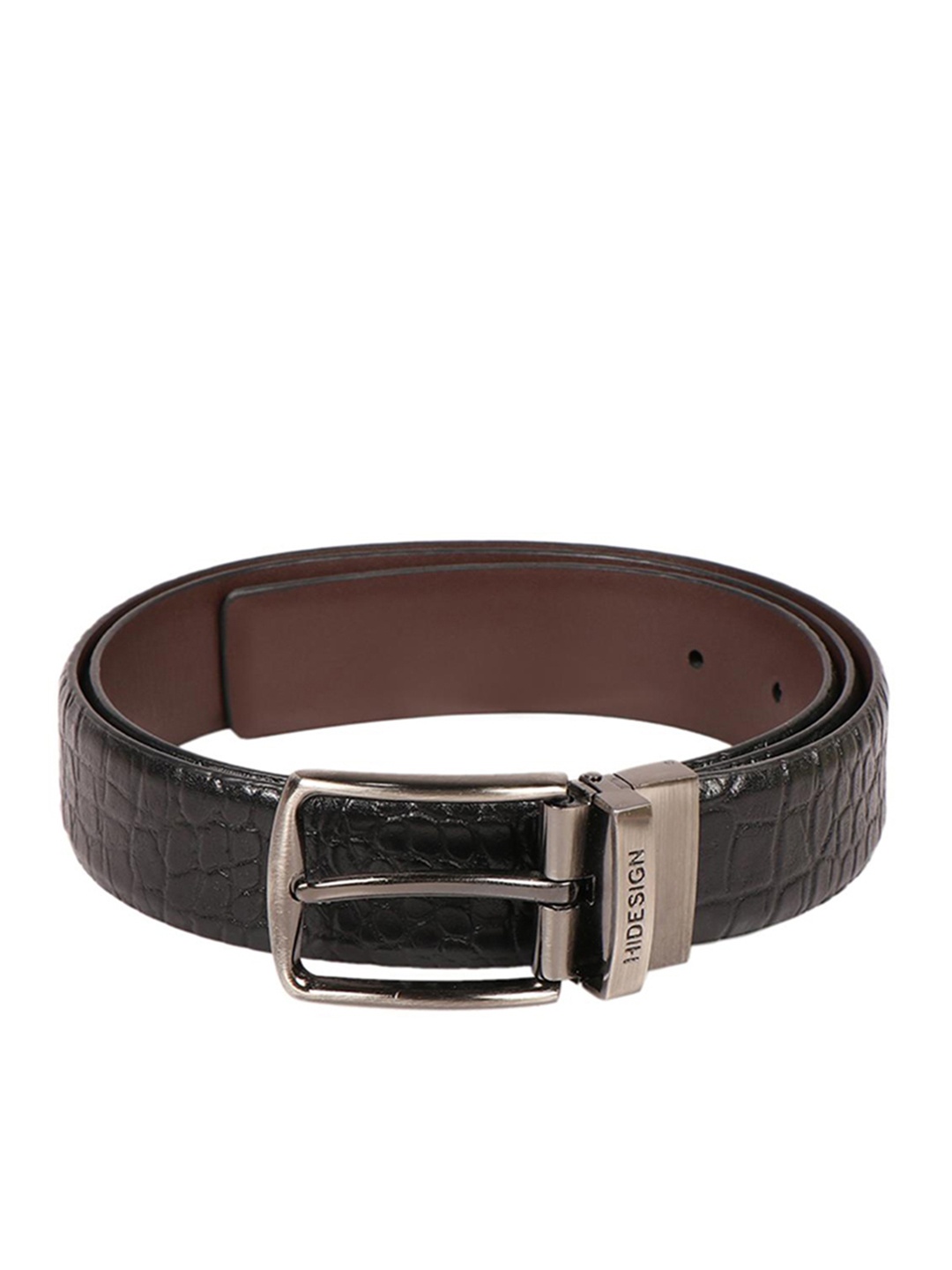 

Hidesign Men Textured Leather Reversible Belt, Black