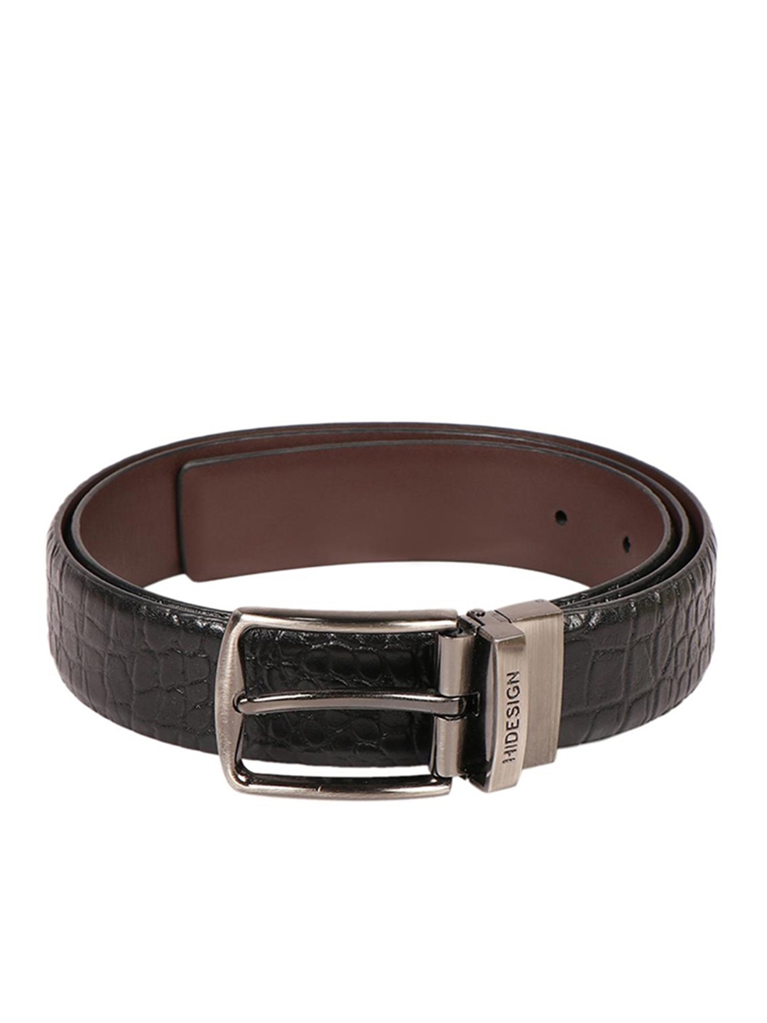 

Hidesign Men Textured Leather Reversible Belt, Black