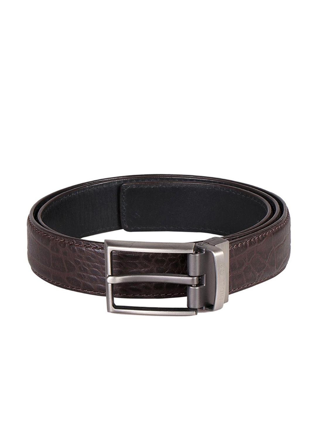 

Hidesign Men Textured Leather Reversible Belt, Brown