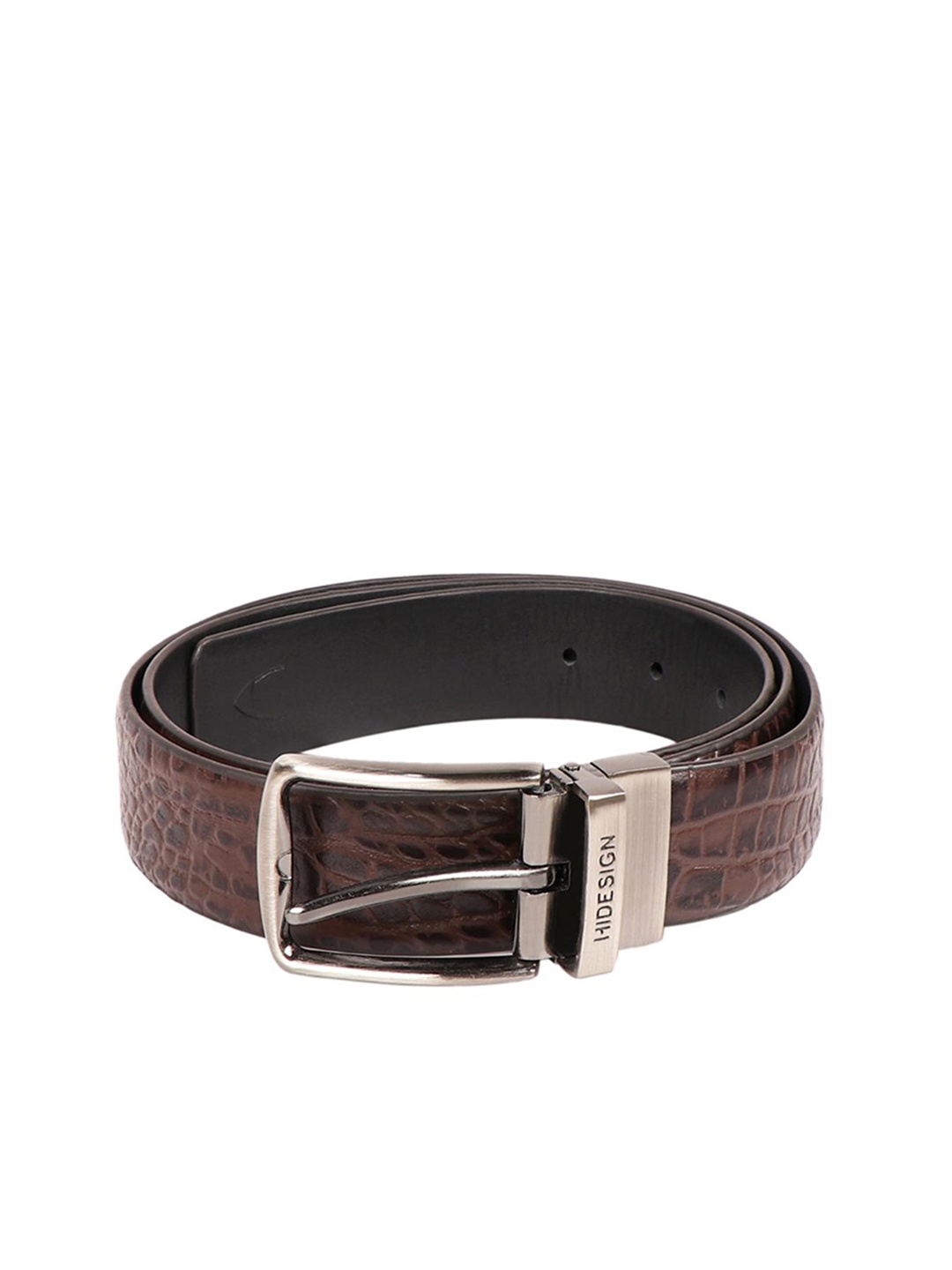 

Hidesign Men Textured Leather Reversible Belt, Brown