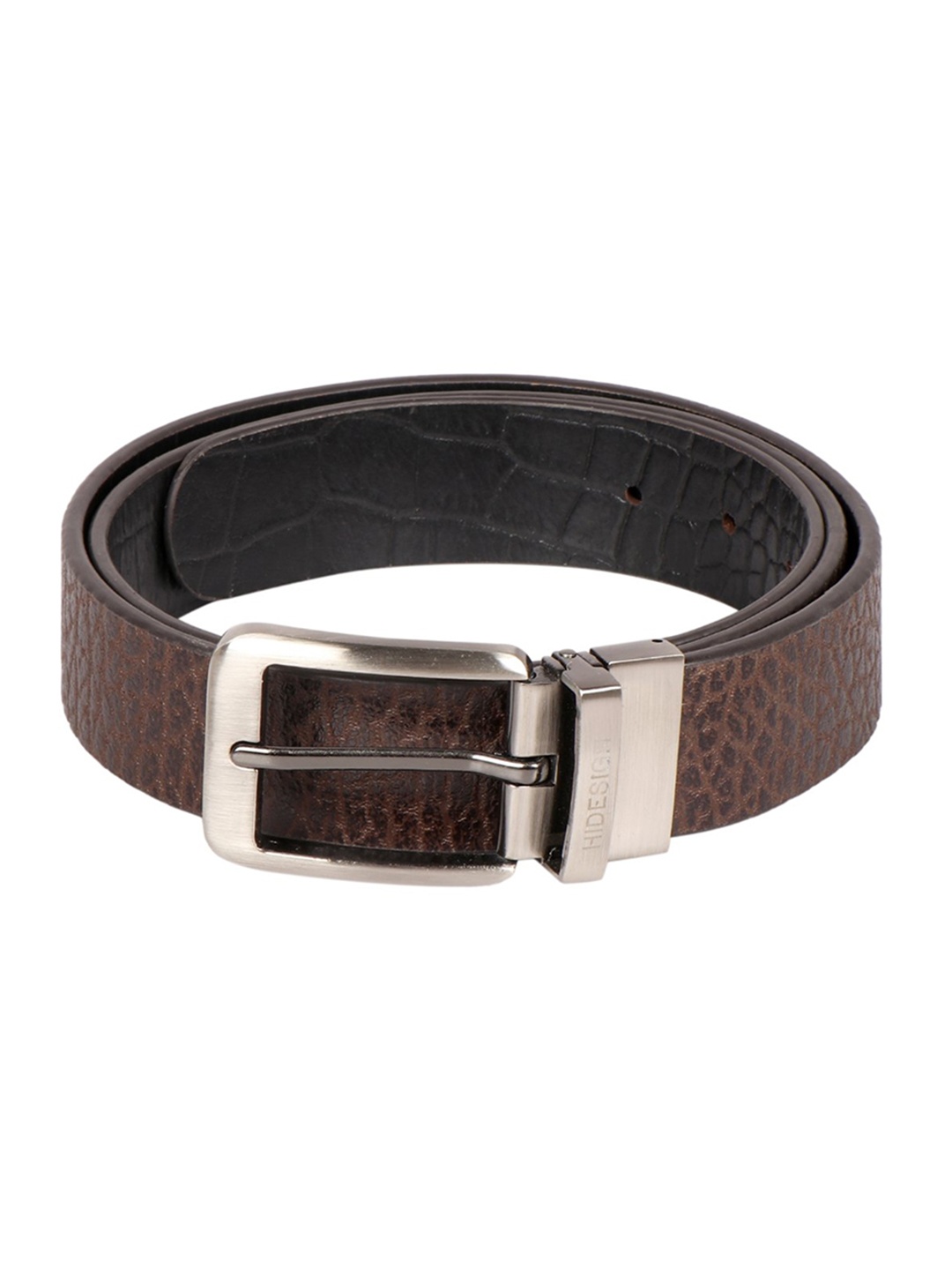 

Hidesign Men Textured Leather Reversible Belt, Brown