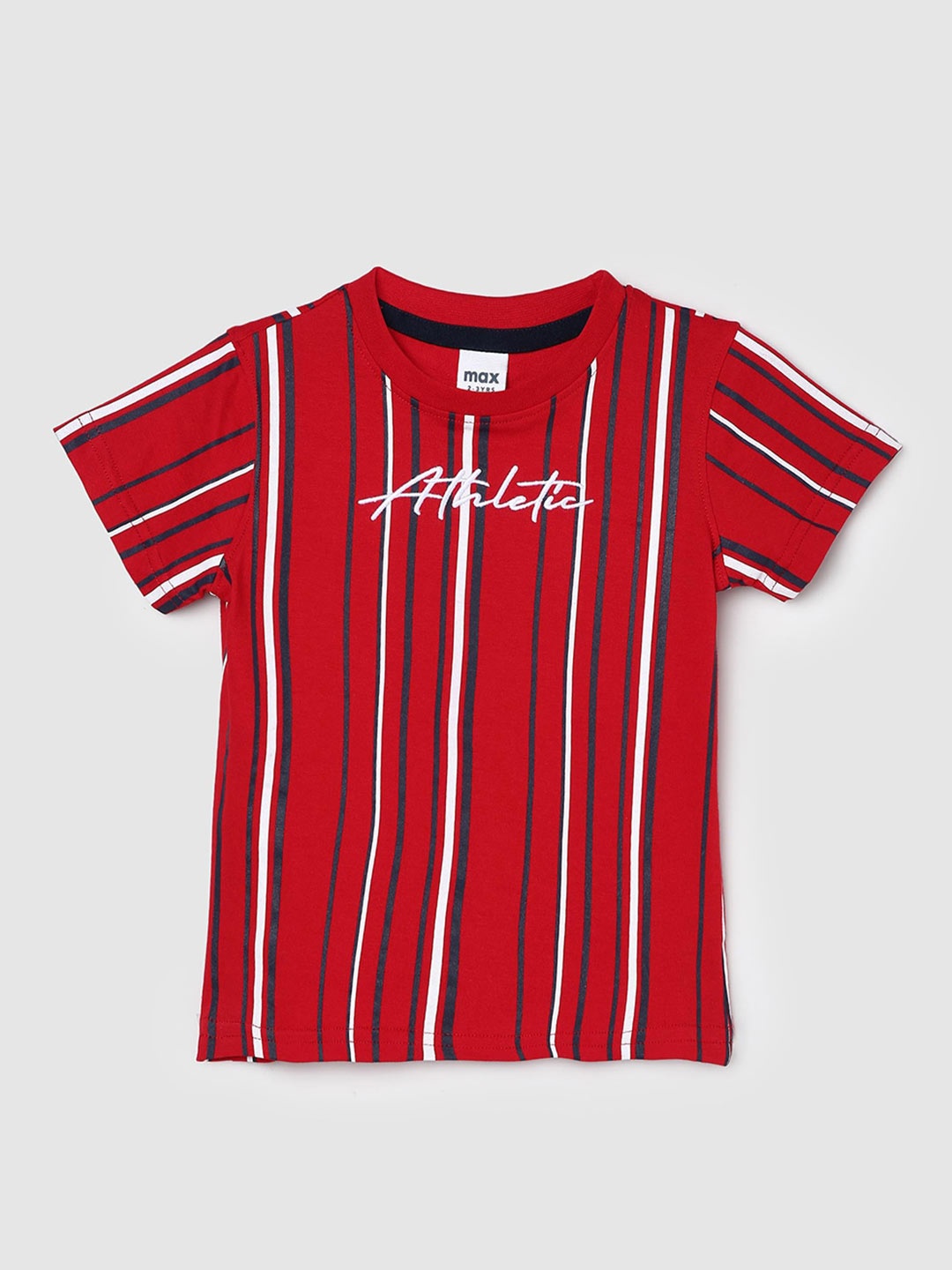 

max Boys Striped Pure Cotton T-shirt, Red