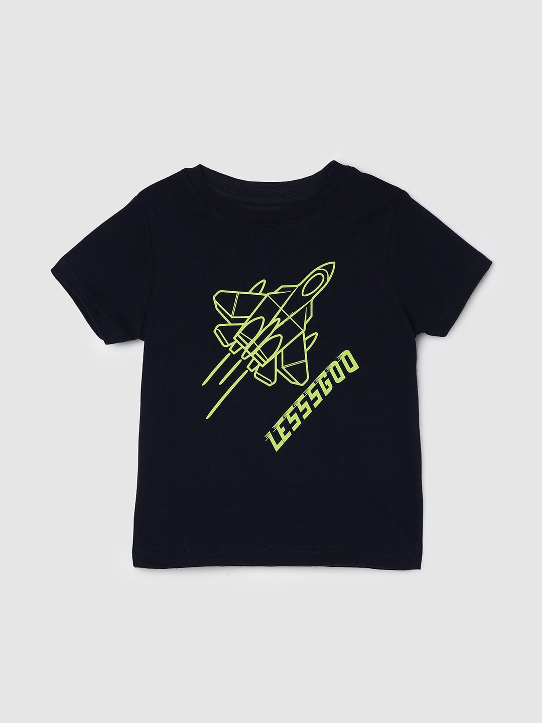 max Boys Graphic Printed Pure Cotton T-shirt, Navy blue