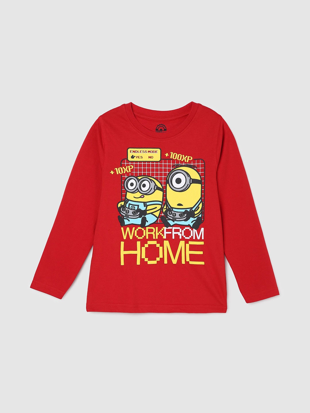 

max Boys Minions Printed Pure Cotton T-shirt, Red