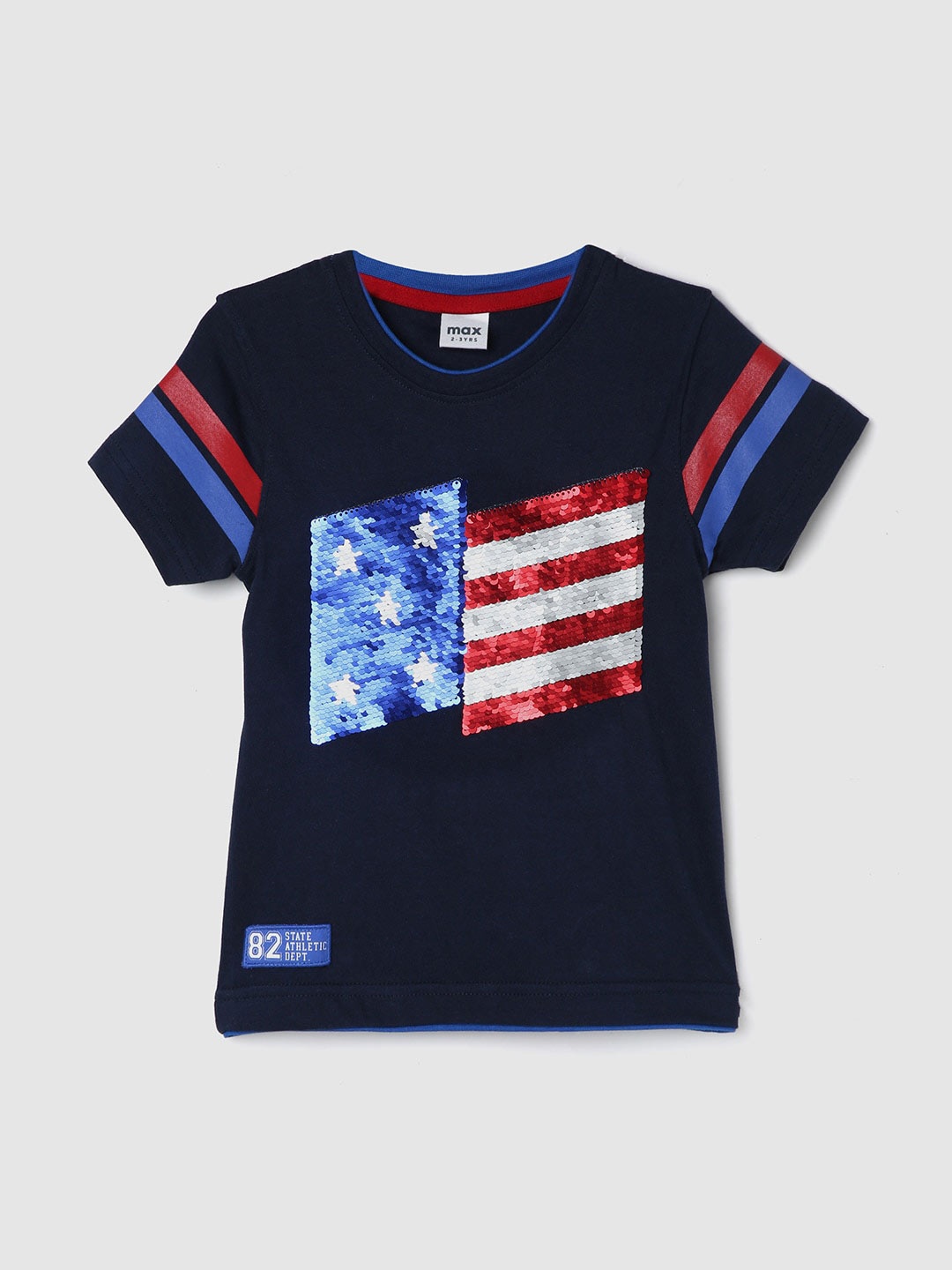 

max Boys Graphic Printed Pure Cotton T-shirt, Navy blue