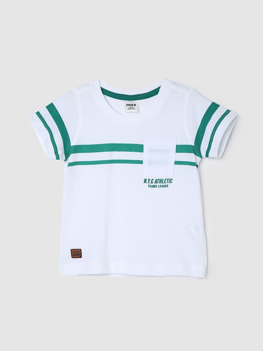 

max Boys Striped Pure Cotton T-shirt, White