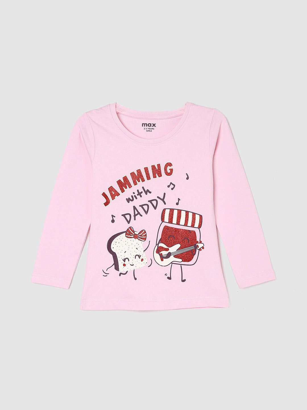 

max Girls Graphic Printed Pure Cotton T-shirt, Pink