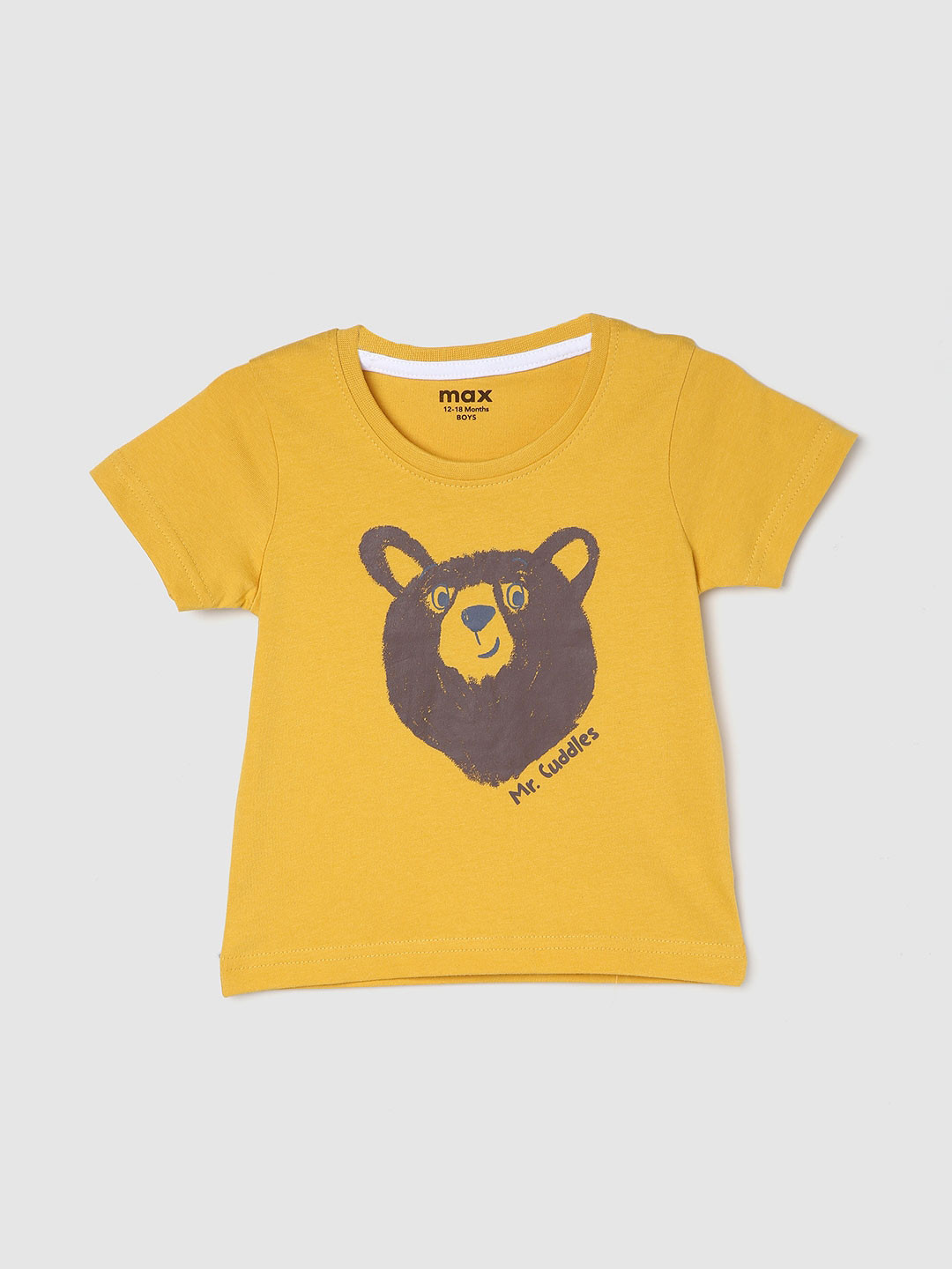 

max Boys Printed Pure Cotton T-shirt, Yellow