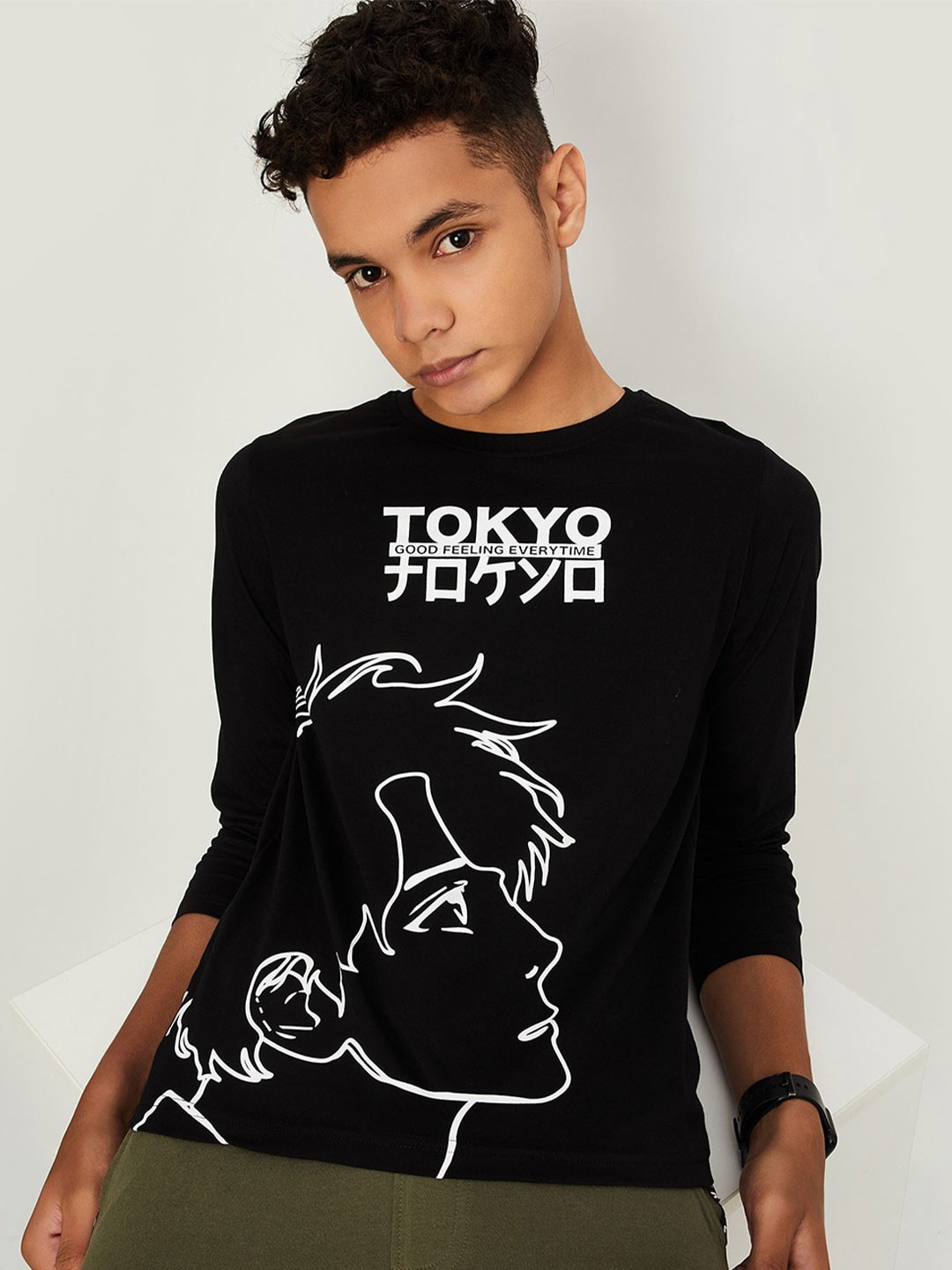 

max Boys Graphic Printed Pure Cotton T-shirt, Black