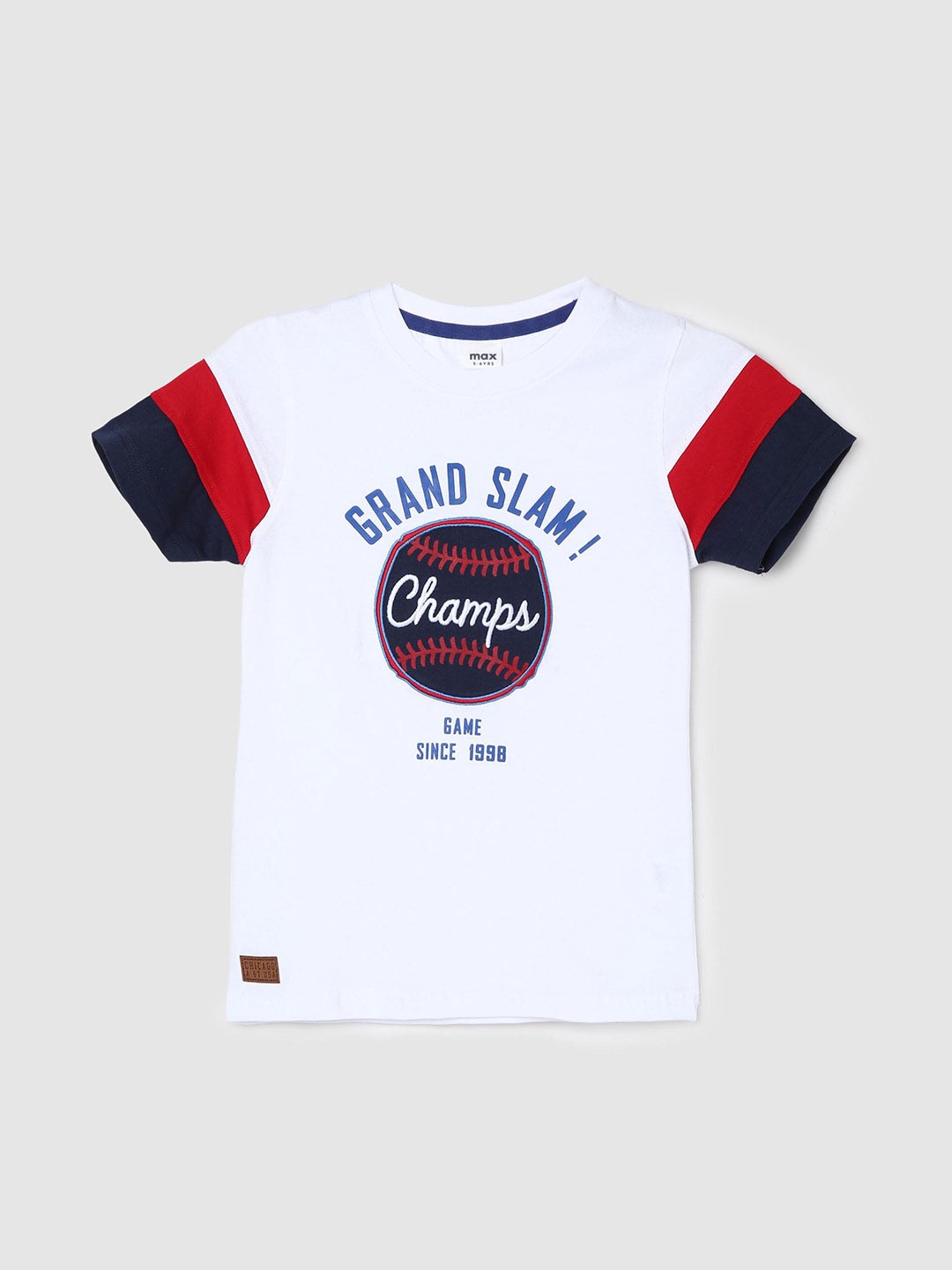 

max Boys Typography Printed Pure Cotton T-shirt, White