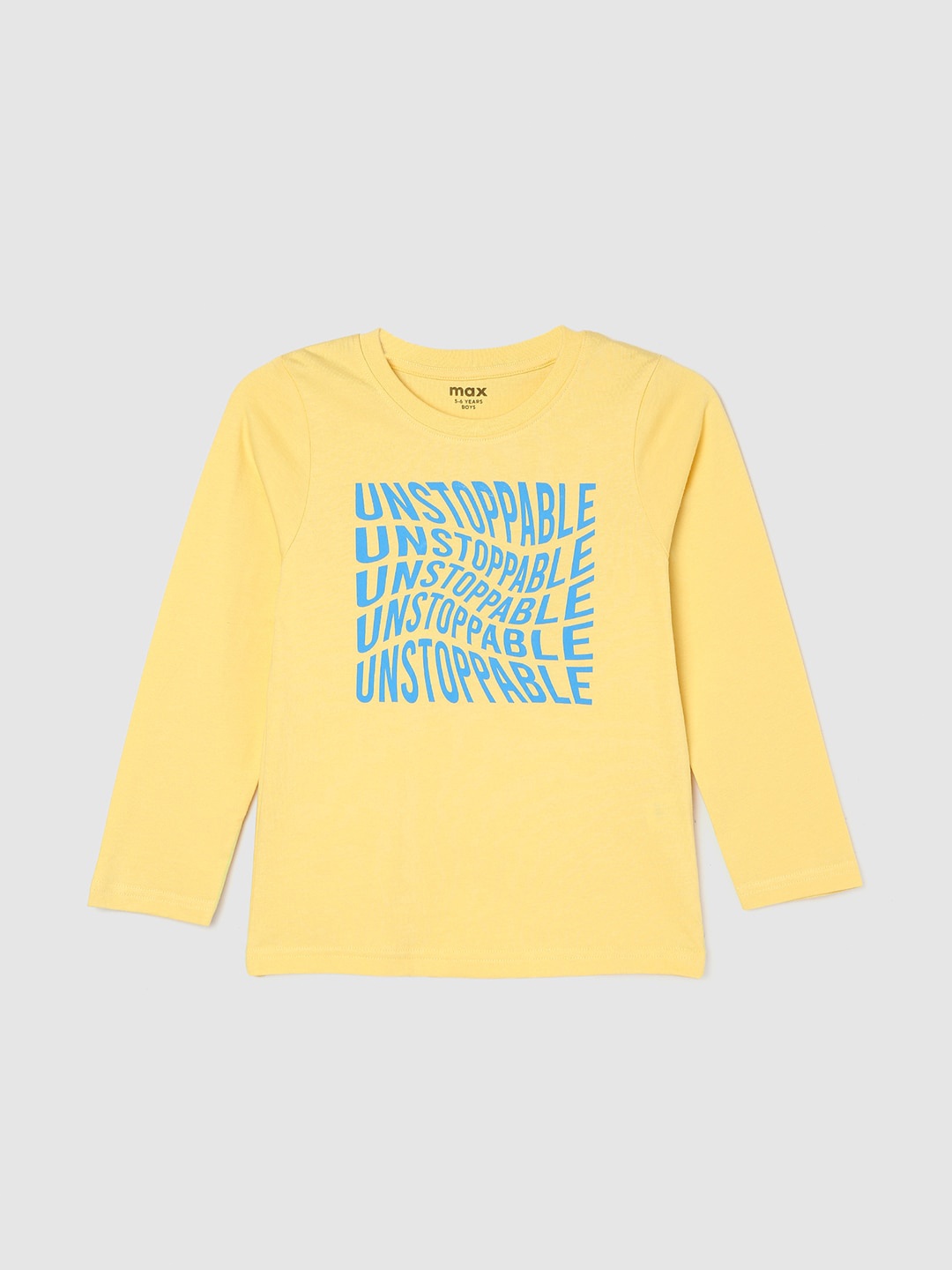

max Typography Printed Pure Cotton T-shirt, Yellow