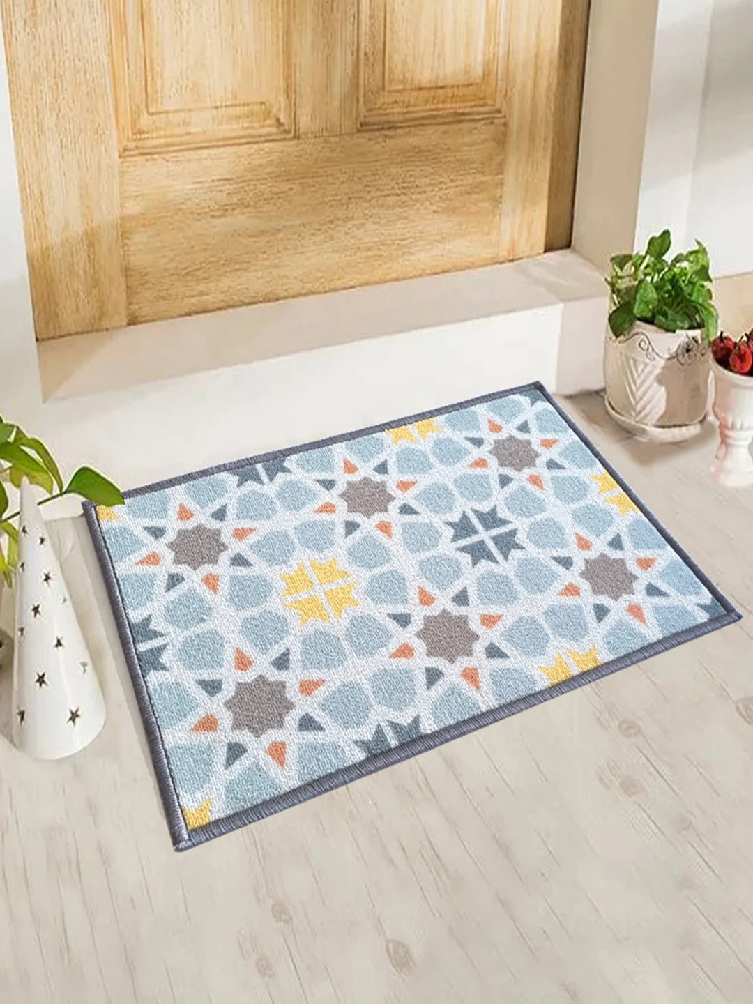 

Matz and More Blue & Yellow Printed Anti-Slip Doormat