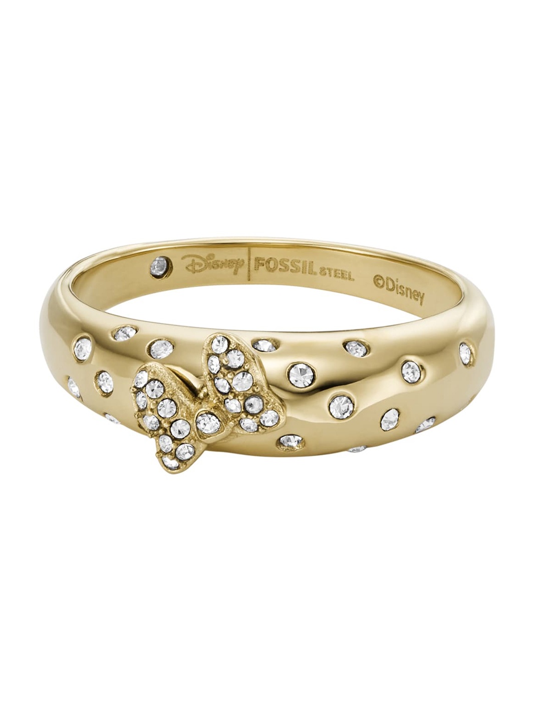 

Fossil Stainless Steel Stone Studded Finger Ring, Gold