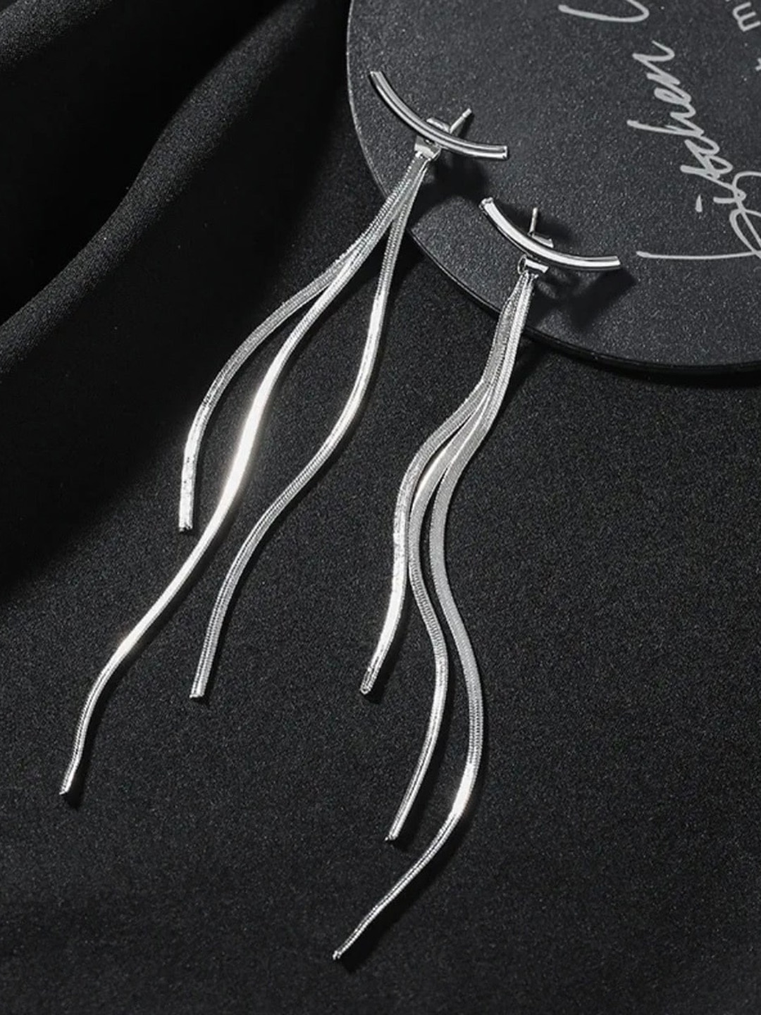 

ISHKAARA Gold Plated Contemporary Tasselled Drop Earrings, Silver
