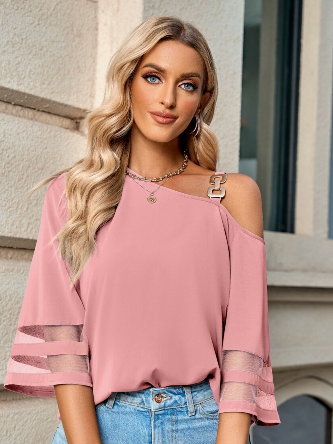 

StyleCast Pink One-Shoulder Regular Top