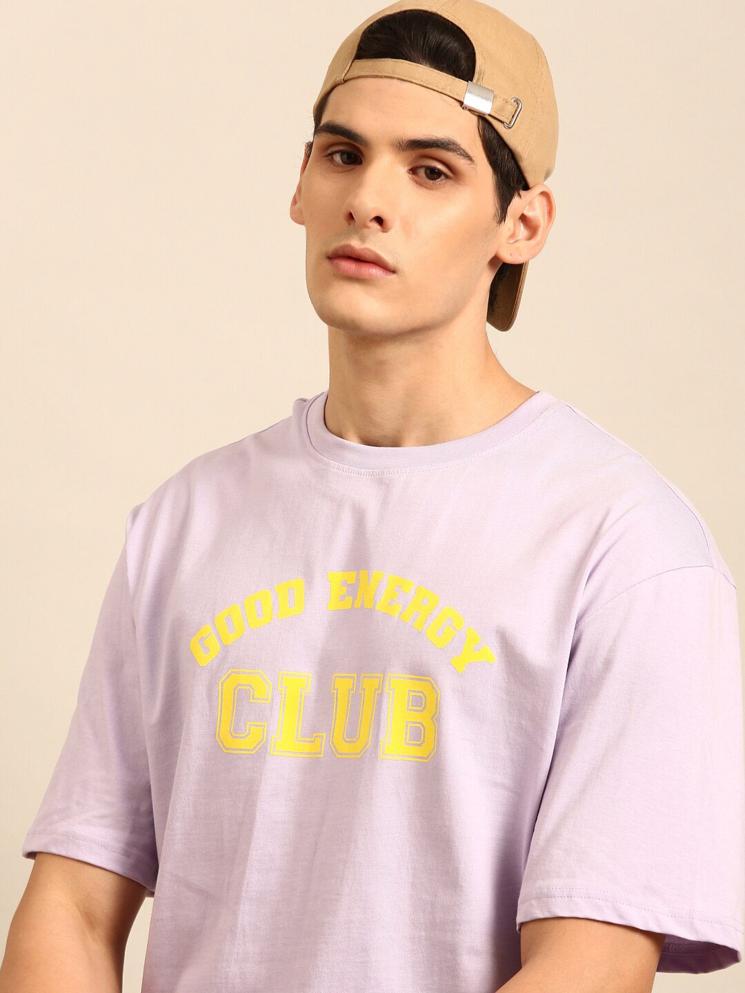 

recast Typography Printed Cotton Oversized Bio Finish T-shirt, Purple